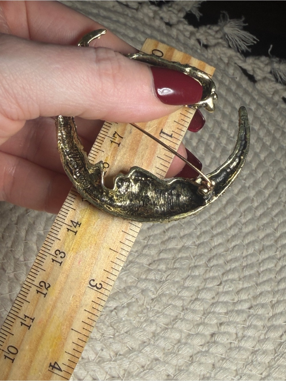 Halloween Black Cat Crescent Moon Brooch Rhinestone Witchy Jewelry - Picture 9 of 11